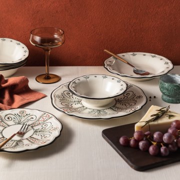 Conjunto de jantar 24 peças multicolorido/porcelana
