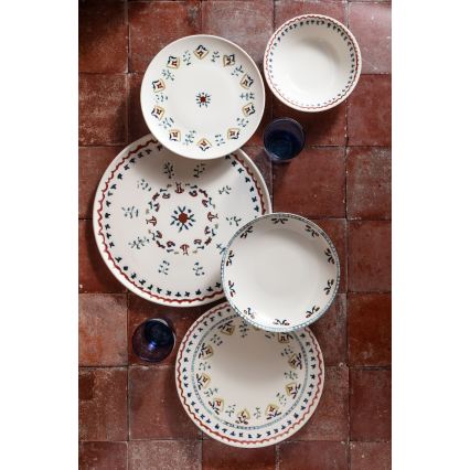 Conjunto de jantar 24 peças multicolorido/porcelana