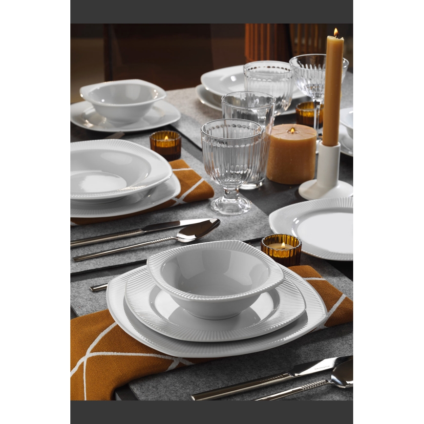 Conjunto de jantar 24 peças, porcelana branca