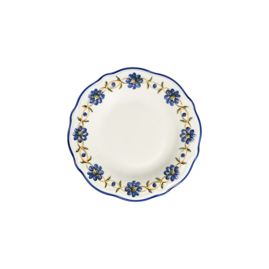 Conjunto de jantar 24 peças, porcelana, branco/azul/amarelo