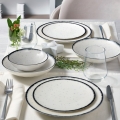 Conjunto de jantar 24 peças, porcelana, branco/preto