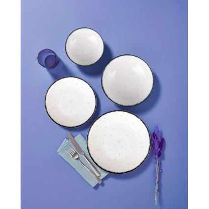 Conjunto de jantar 24 peças, porcelana, branco/preto