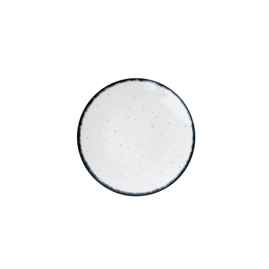 Conjunto de jantar 24 peças, porcelana, branco/preto