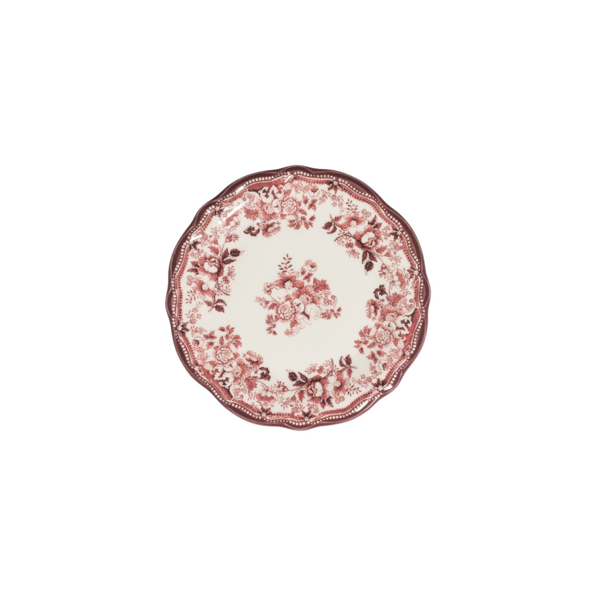 Conjunto de jantar 24 peças, porcelana, branco/rosa
