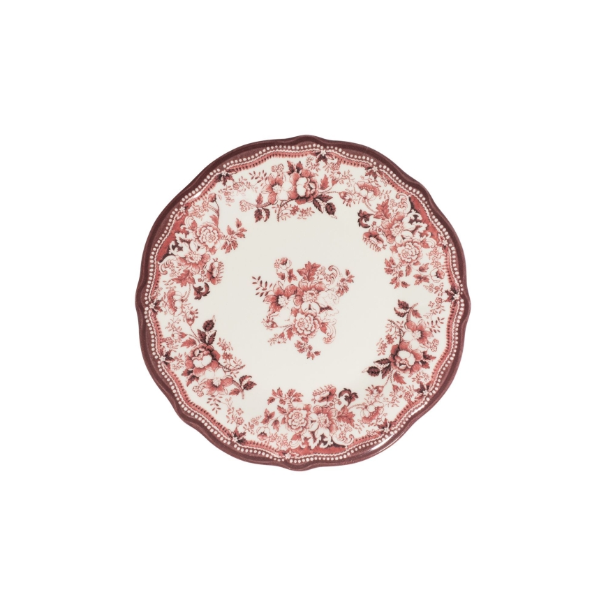 Conjunto de jantar 24 peças, porcelana, branco/rosa