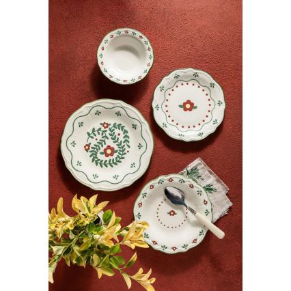 Conjunto de jantar 24 peças, porcelana multicolorida