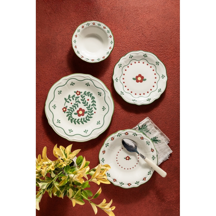 Conjunto de jantar 24 peças, porcelana multicolorida
