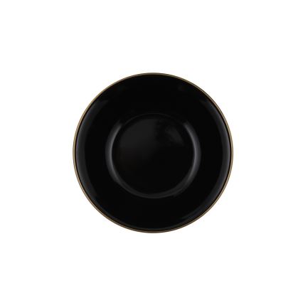 Conjunto de jantar 24 peças preto/dourado em grés