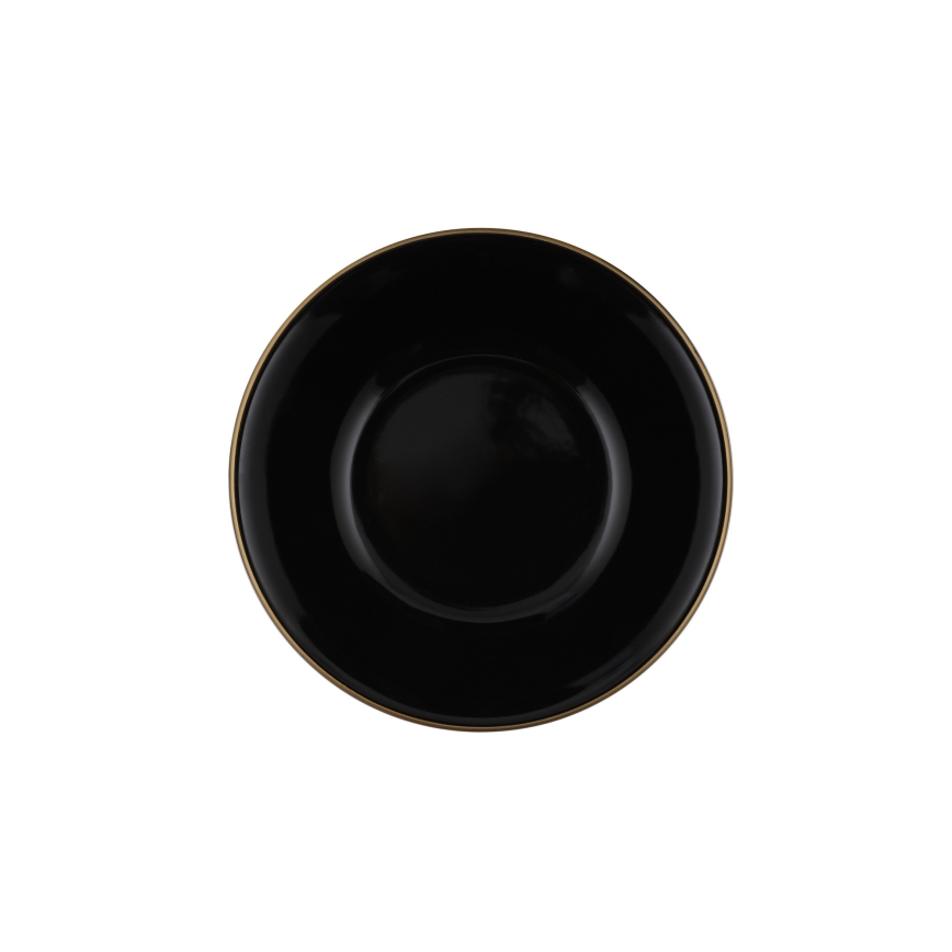 Conjunto de jantar 24 peças preto/dourado em grés