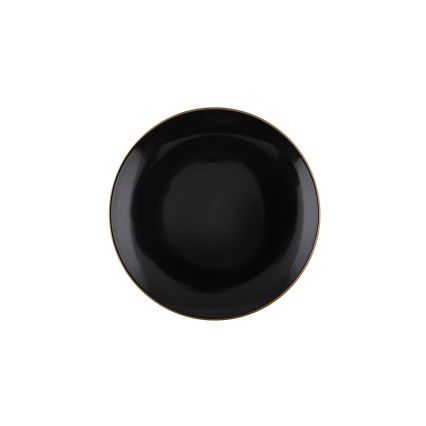 Conjunto de jantar 24 peças preto/dourado em grés