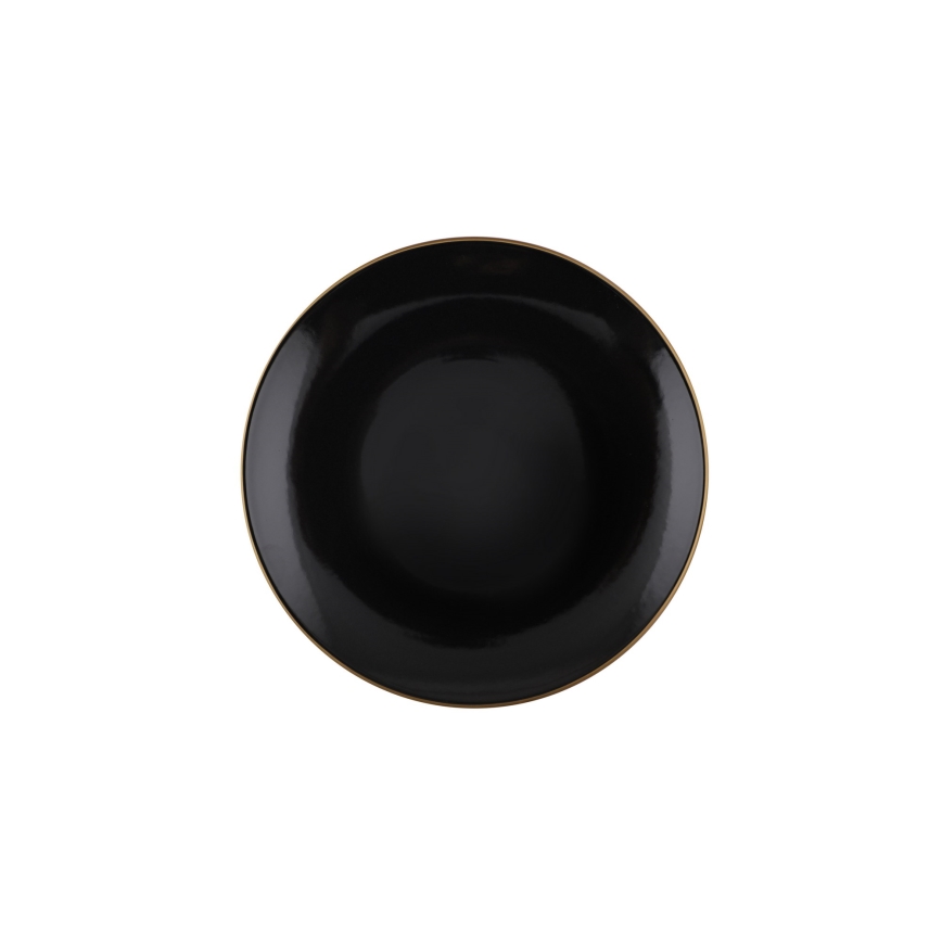 Conjunto de jantar 24 peças preto/dourado em grés