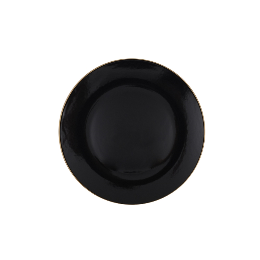 Conjunto de jantar 24 peças preto/dourado em grés