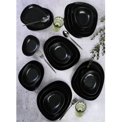 Conjunto de jantar 24 peças preto/grés