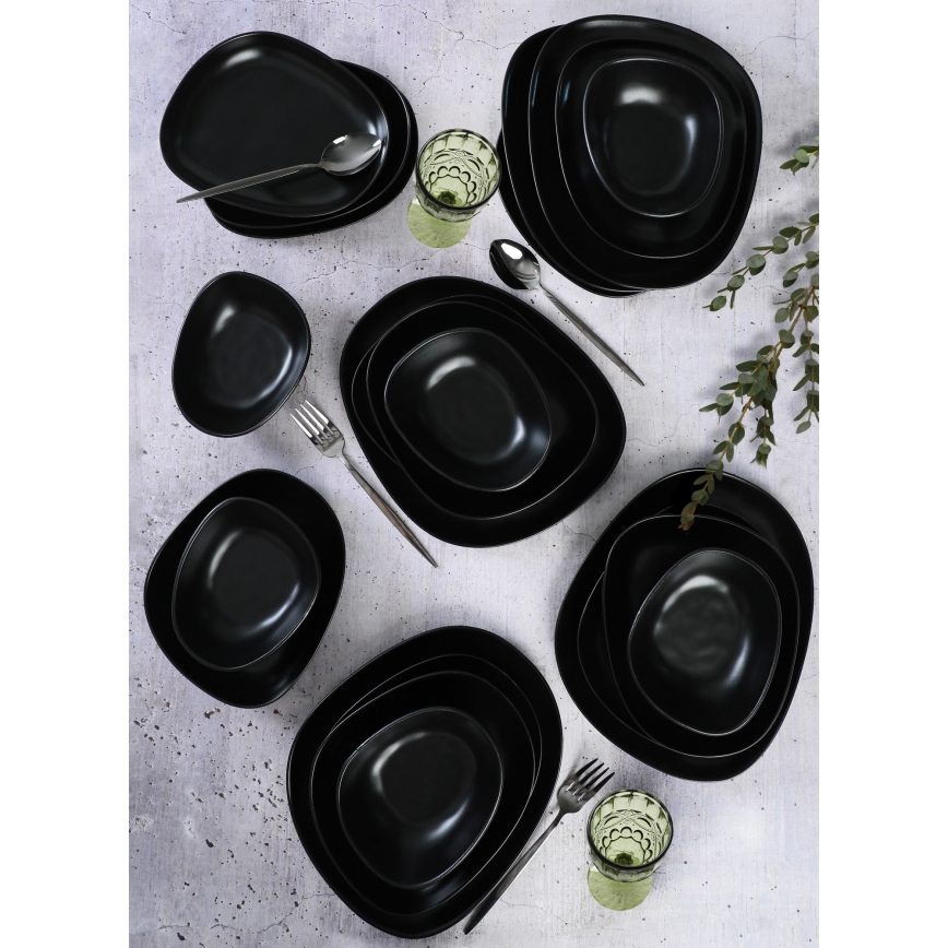 Conjunto de jantar 24 peças preto/grés