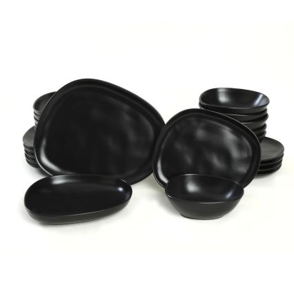 Conjunto de jantar 24 peças preto/grés