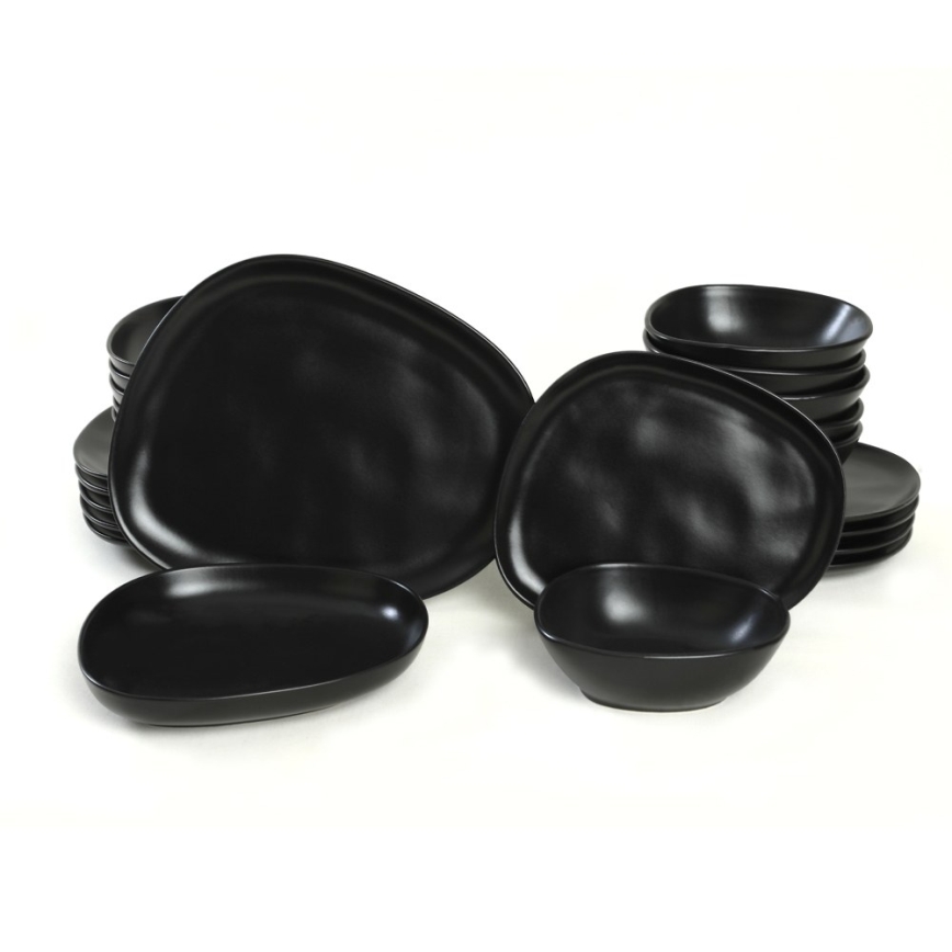 Conjunto de jantar 24 peças preto/grés