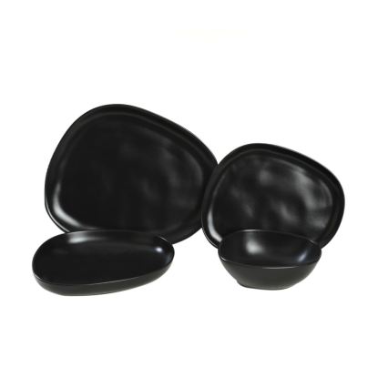 Conjunto de jantar 24 peças preto/grés