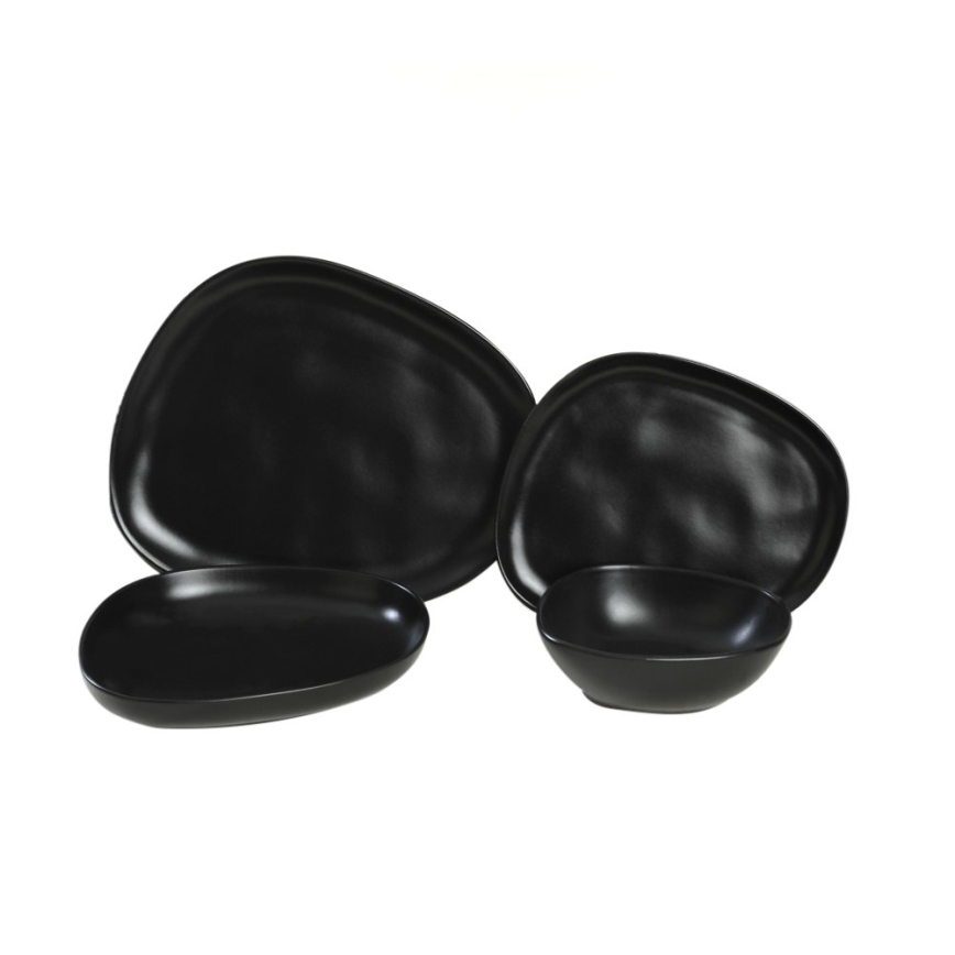 Conjunto de jantar 24 peças preto/grés