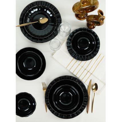 Conjunto de jantar 24 peças preto/grés