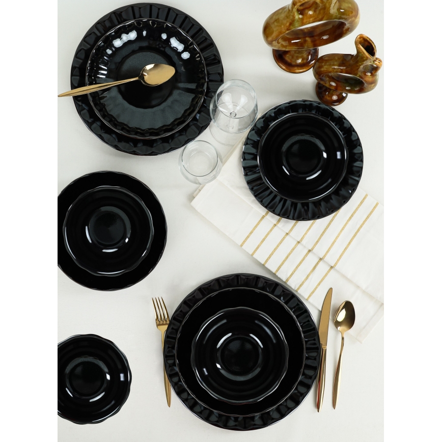 Conjunto de jantar 24 peças preto/grés