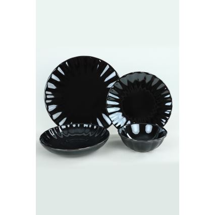 Conjunto de jantar 24 peças preto/grés