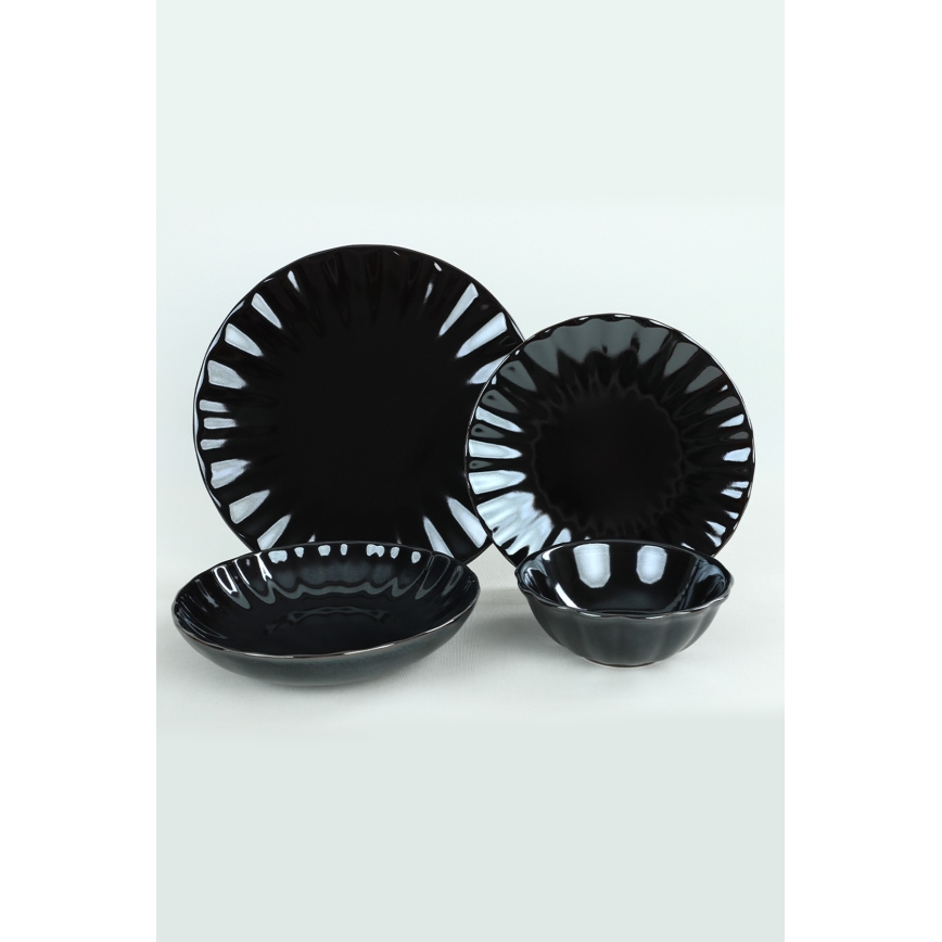 Conjunto de jantar 24 peças preto/grés