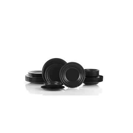 Conjunto de jantar 24 peças preto/porcelana