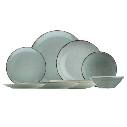Conjunto de jantar 24 peças verde/porcelana