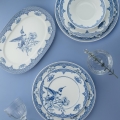 Conjunto de jantar 26 peças branco/azul/porcelana