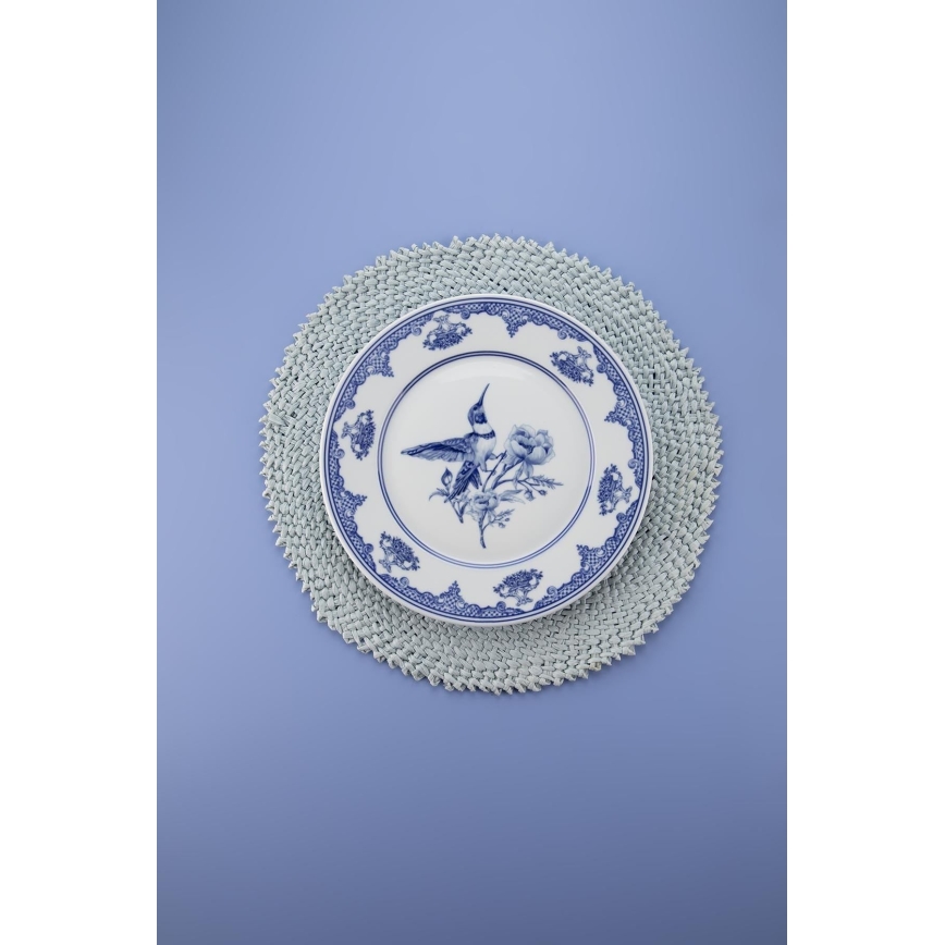 Conjunto de jantar 26 peças branco/azul/porcelana