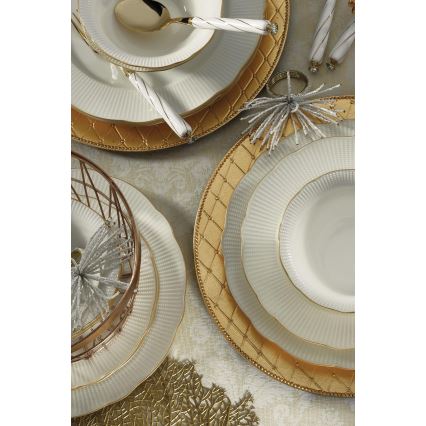 Conjunto de jantar 26 peças branco/dourado/porcelana