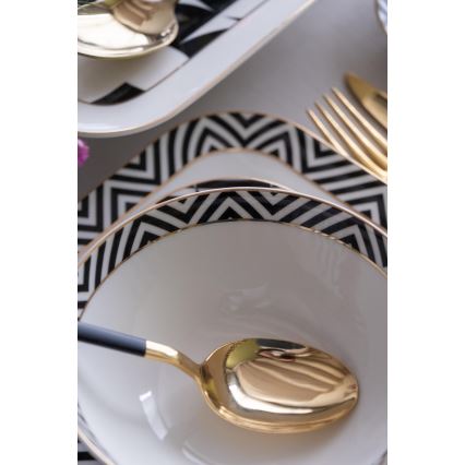 Conjunto de jantar 26 peças branco/preto/porcelana