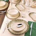 Conjunto de jantar 27 peças bege/marrom em porcelana