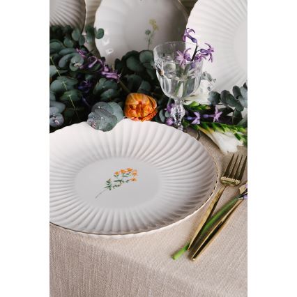 Conjunto de jantar 27 peças branco/dourado/porcelana