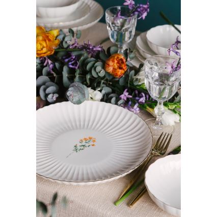 Conjunto de jantar 27 peças branco/dourado/porcelana