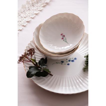 Conjunto de jantar 27 peças branco/dourado/porcelana