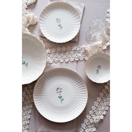 Conjunto de jantar 27 peças branco/dourado/porcelana
