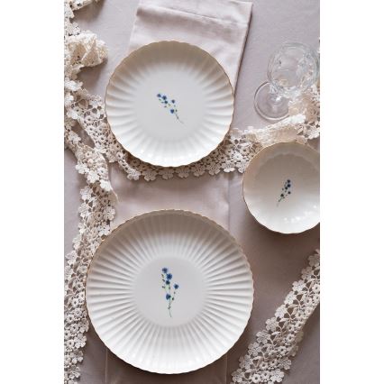 Conjunto de jantar 27 peças branco/dourado/porcelana