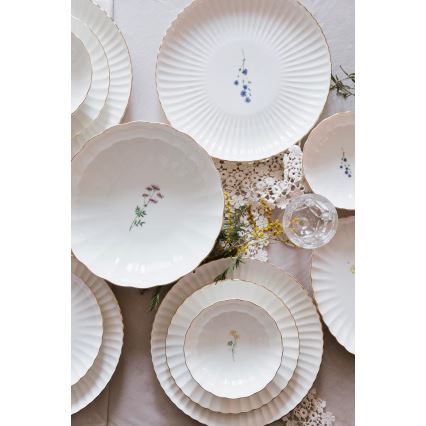 Conjunto de jantar 27 peças branco/dourado/porcelana