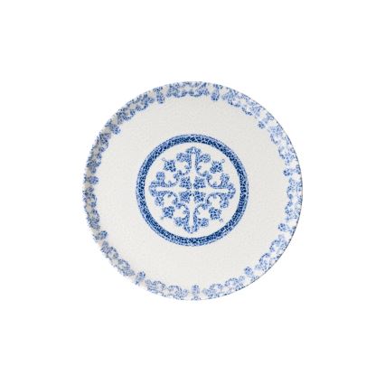 Conjunto de jantar 27 peças, branco e azul, em porcelana