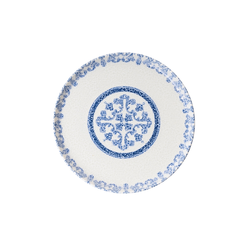 Conjunto de jantar 27 peças, branco e azul, em porcelana