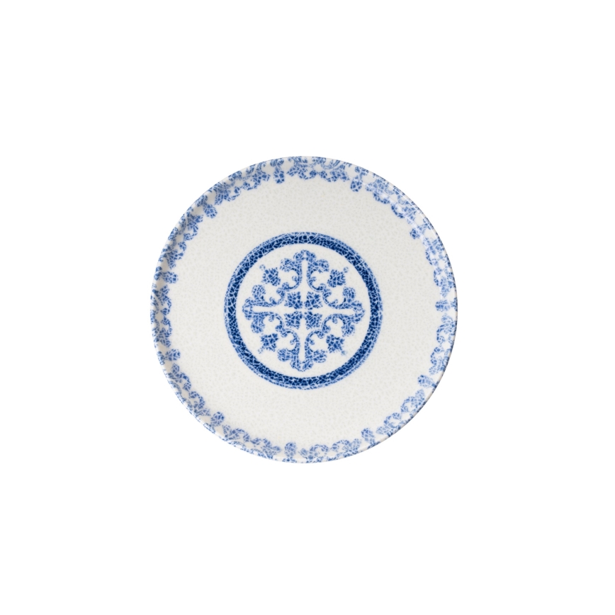 Conjunto de jantar 27 peças, branco e azul, em porcelana