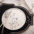 Conjunto de jantar 27 peças, branco/preto, em porcelana