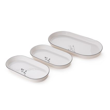 Conjunto de jantar 27 peças, branco/preto, em porcelana