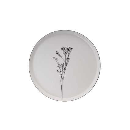 Conjunto de jantar 27 peças, branco/preto, em porcelana