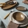 Conjunto de jantar 27 peças, porcelana, branco/marrom