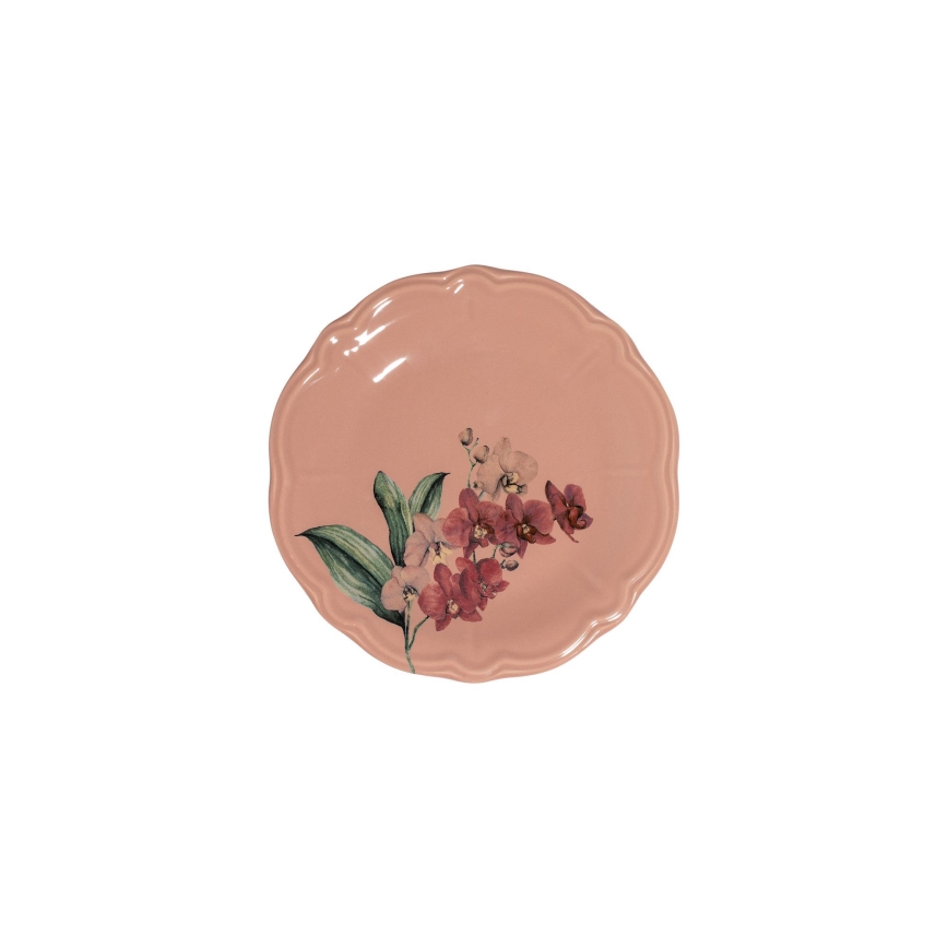 Conjunto de jantar 27 peças rosa/branco em porcelana