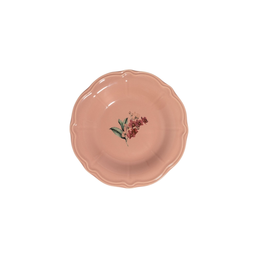 Conjunto de jantar 27 peças rosa/branco em porcelana