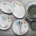 Conjunto de jantar 29 peças multicoloridas/porcelana