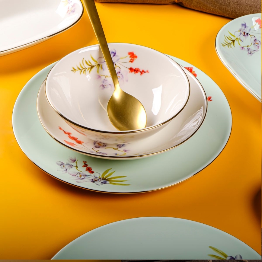 Conjunto de jantar 29 peças multicolorido/porcelana